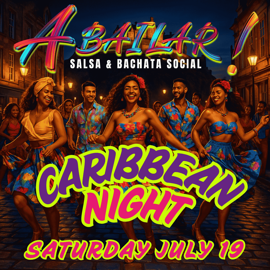 caribbean night web atin dancers enjoying salsa and bachata at A Bailar! social dance night in Edinburgh โ colourful dance floor and vibrant atmosphere at The Edinburgh Academy.