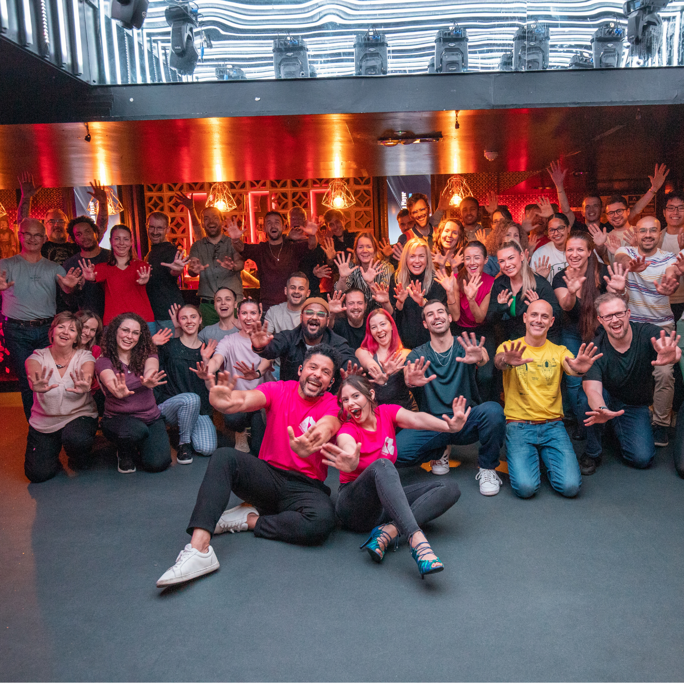 Adults learning Salsa and Bachata together at Latin Roots Dance Academy in Edinburgh